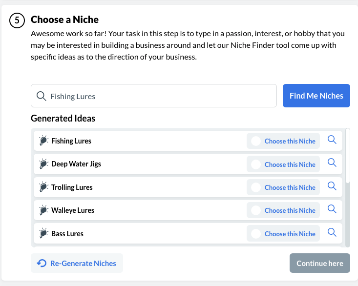 Chose a niche on Wealthy Affiliate